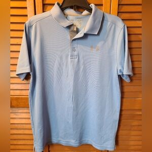 Under Armour Boy's Blue Polo Shirt, Size YL, Loose Fit